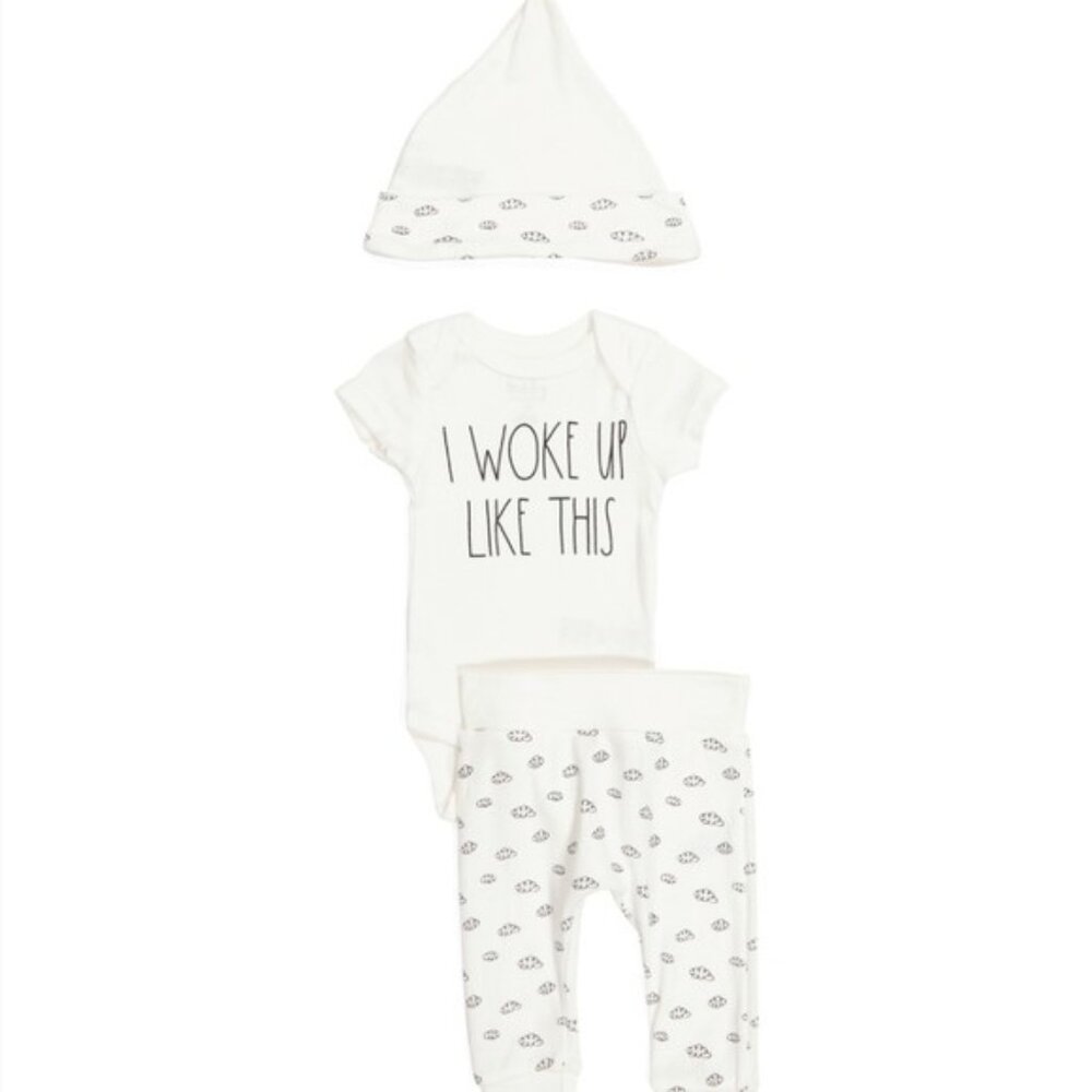 NWT, RAE DUNN "I Woke Up Like This" Set - 3-6 Months